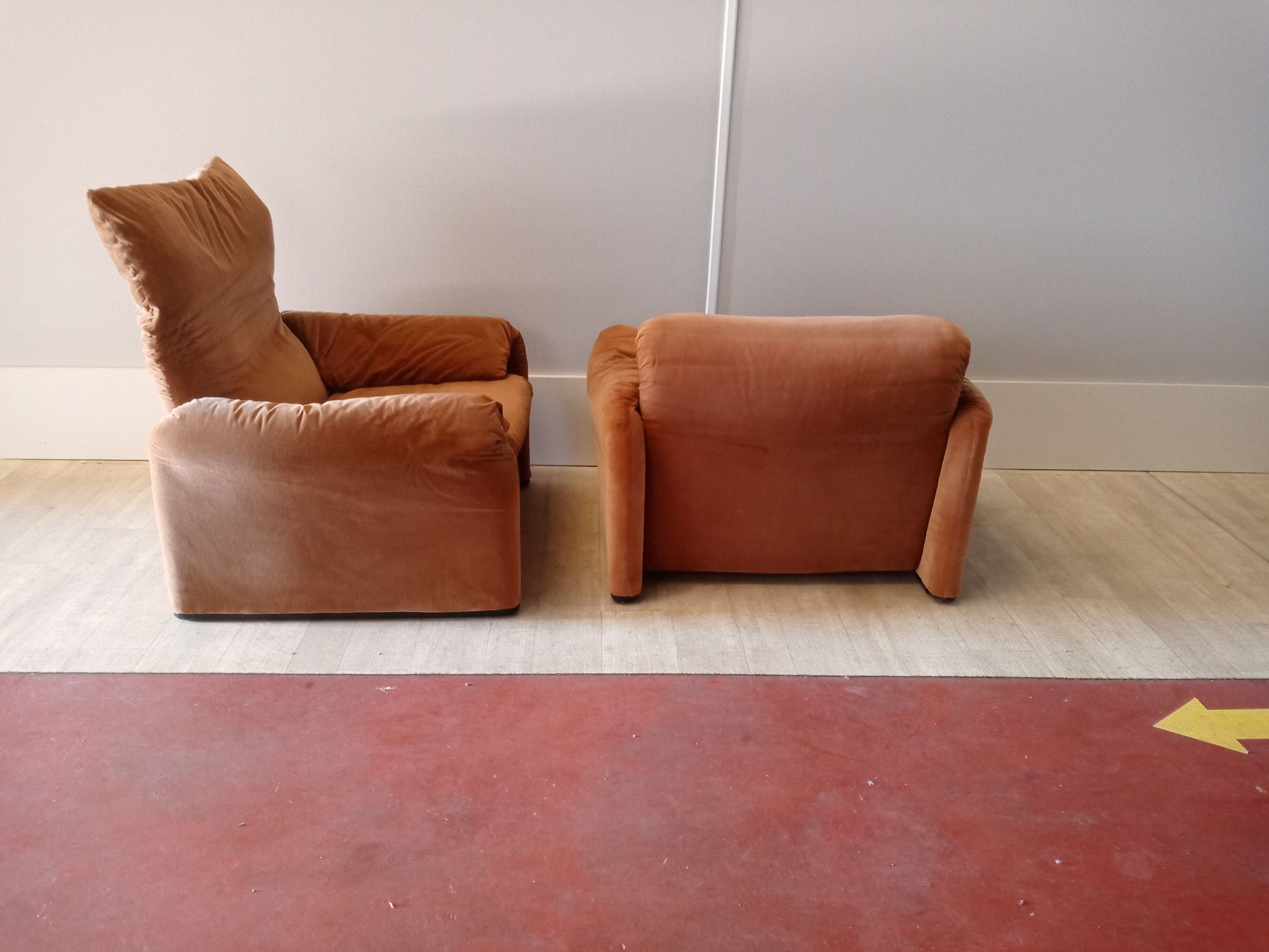Pair of Maralunga armchairs by Vico Magistretti