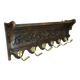 Vintage wall-mounted coat rack in solid wood.