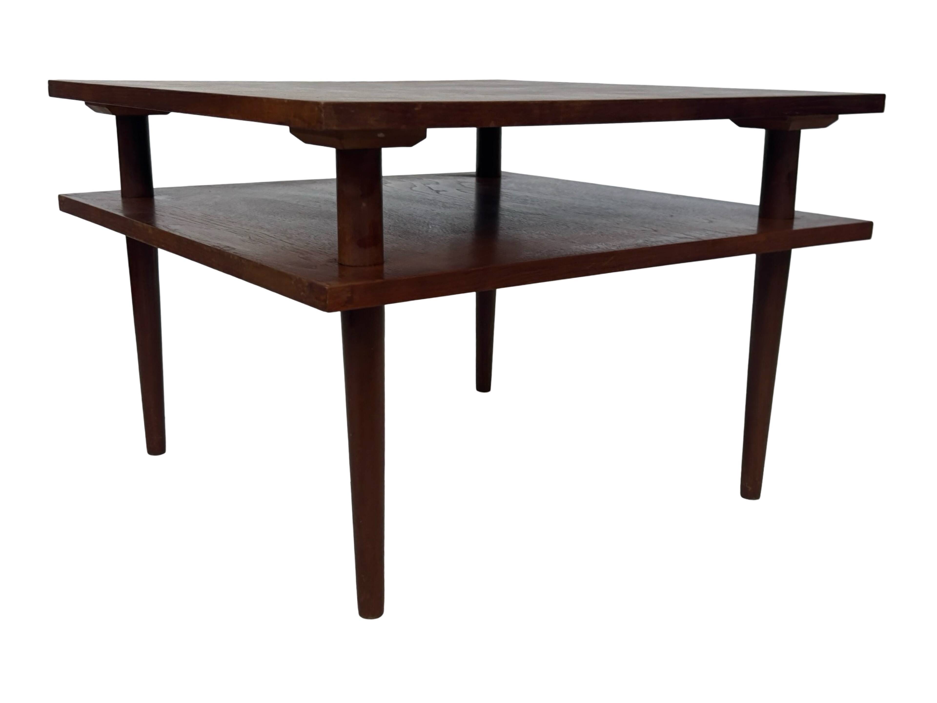 Vintage square coffee table in teak veneer, 1960s design