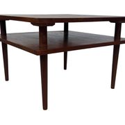 Table basse carrée vintage en placage de teck, design des années 1960