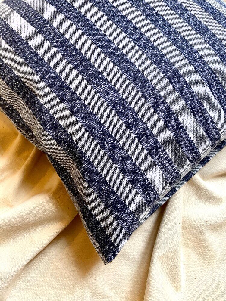 Striped denim cushion 40 cm
