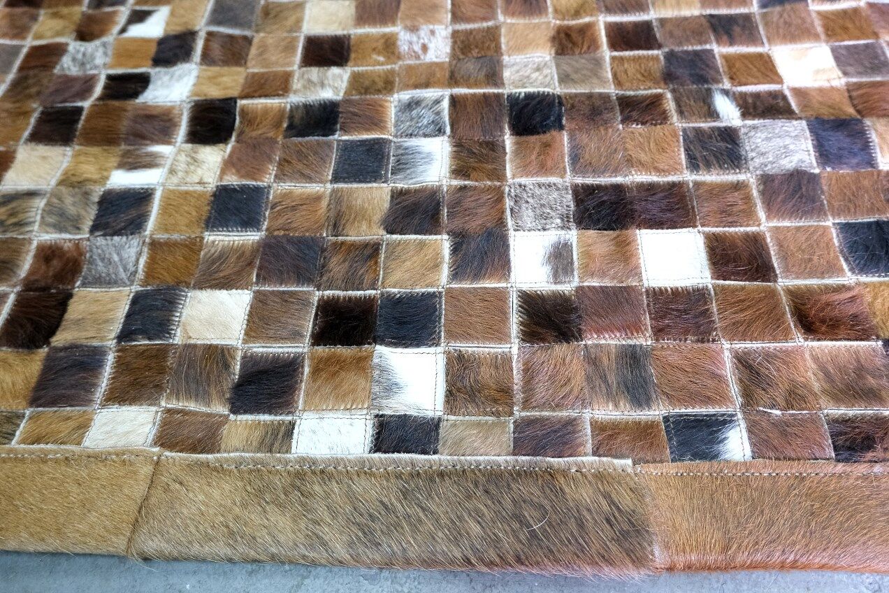 Tapis en cuir de vache vintage en patchwork, années 1970