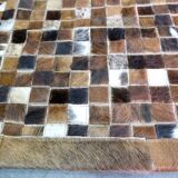 Vintage patchwork cow leather rug, 1970s