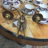 Scandinavian style sconces in gold metal and Wenge wood circa 1960