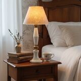 Vintage Table Lamp in White Marble and Brass