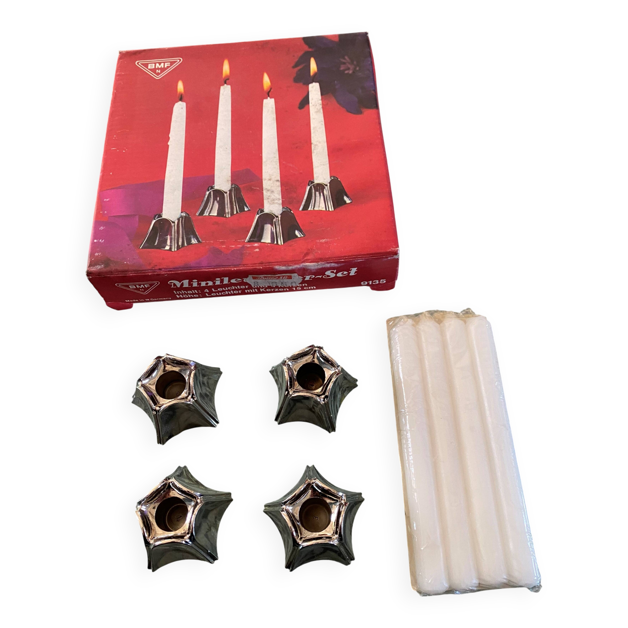 Set of 4 Minileuchter candlesticks BMF style Nagel vintage 1970