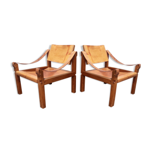 Paire de fauteuils sahara S10 par Pierre Chapo, France années 1960