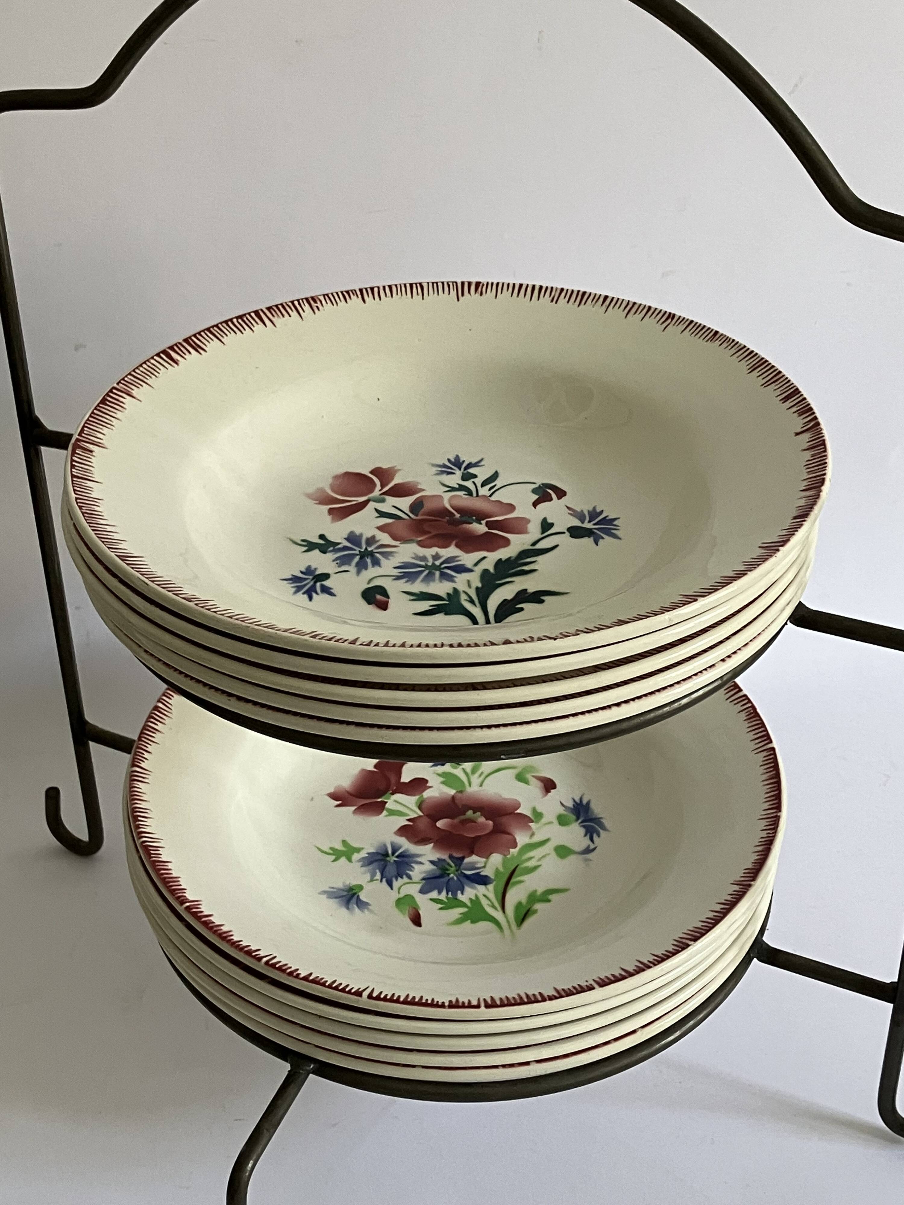 5 prairial digoin soup plates - dark foliage