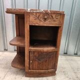Old bedside table in wood and marble