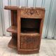Old bedside table in wood and marble
