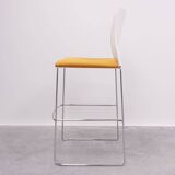 Majencia high stool in orange fabric and white plastic