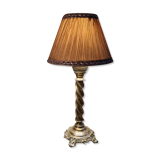 Antique petrol bronze lamp electrifiee 1920 lampshade pleated 52x26