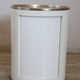 Space Age White Bar Cart On Wheels With Sliding Door, 1960s