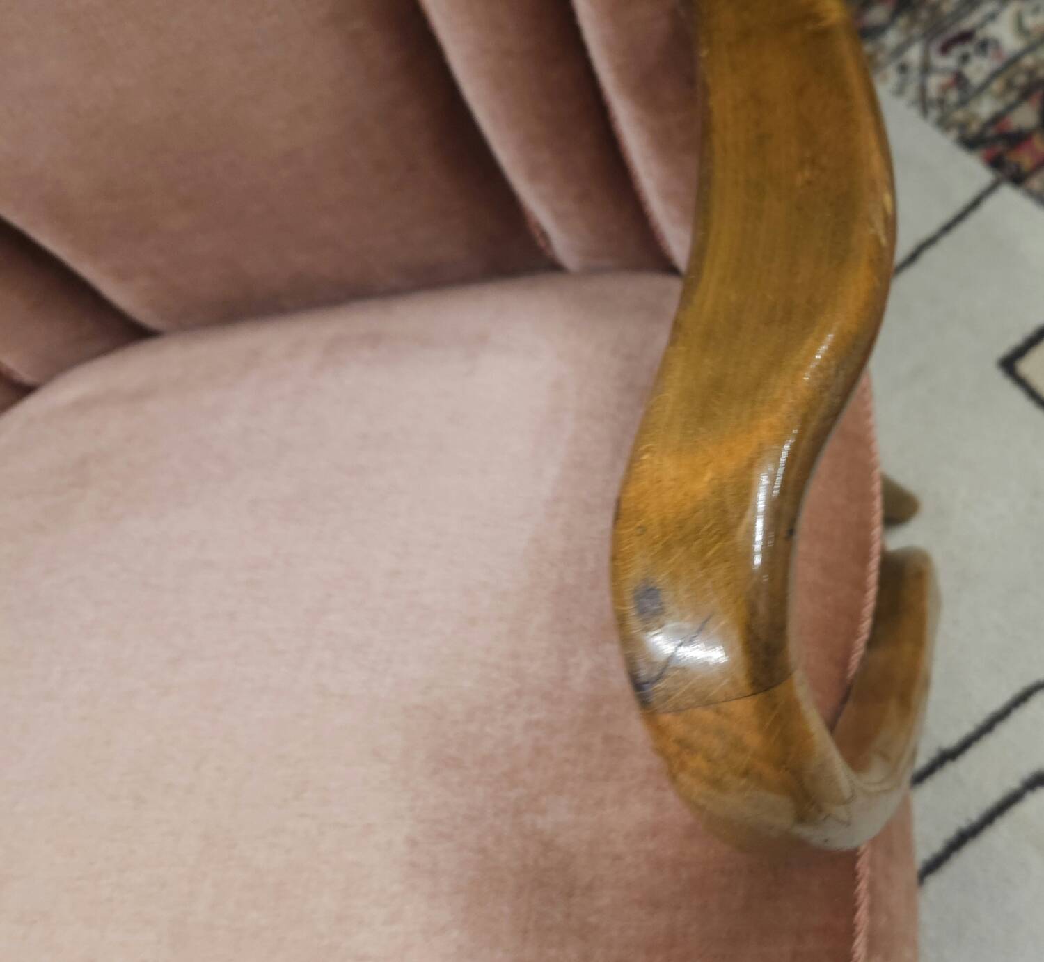 Pair of pink velvet cocktail armchairs 1960