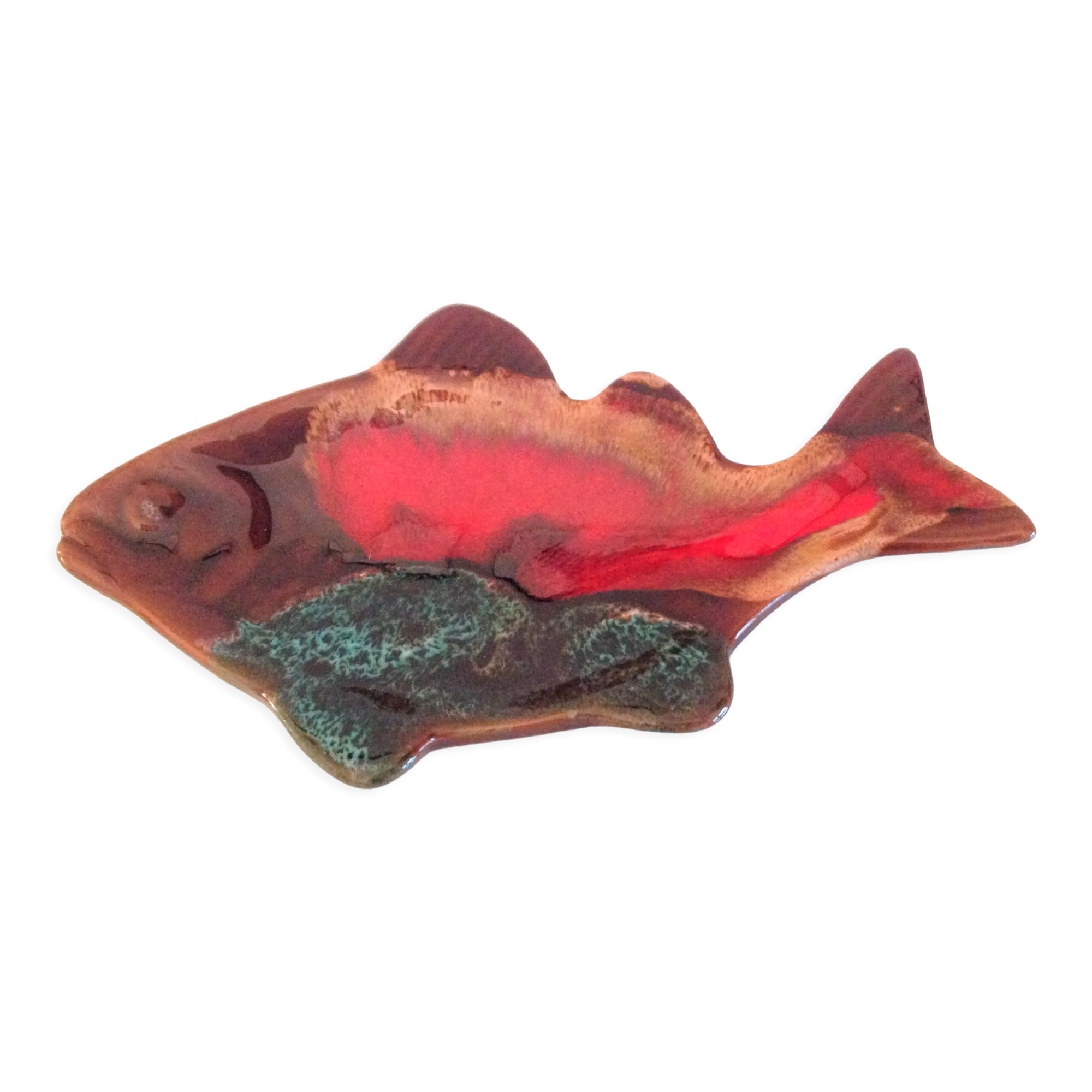 Empty fish pocket in polychrome ceramic Vallauris vintage 60s-70s