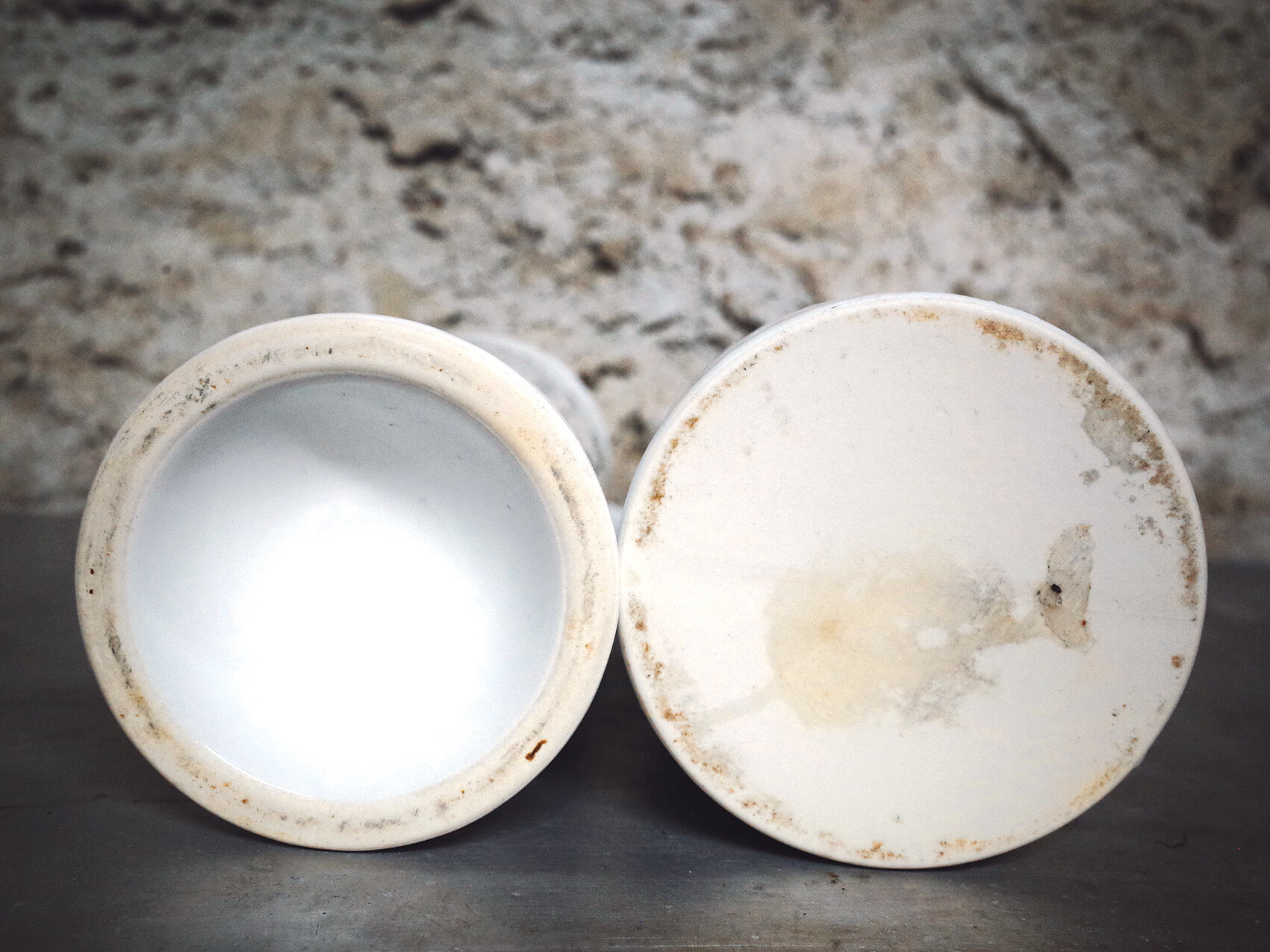 Bottles in white ceramic