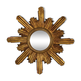 Miroir Sunburst en bois Butler Sun Mirror Sphère Verre Sorcière Miroir Années 60