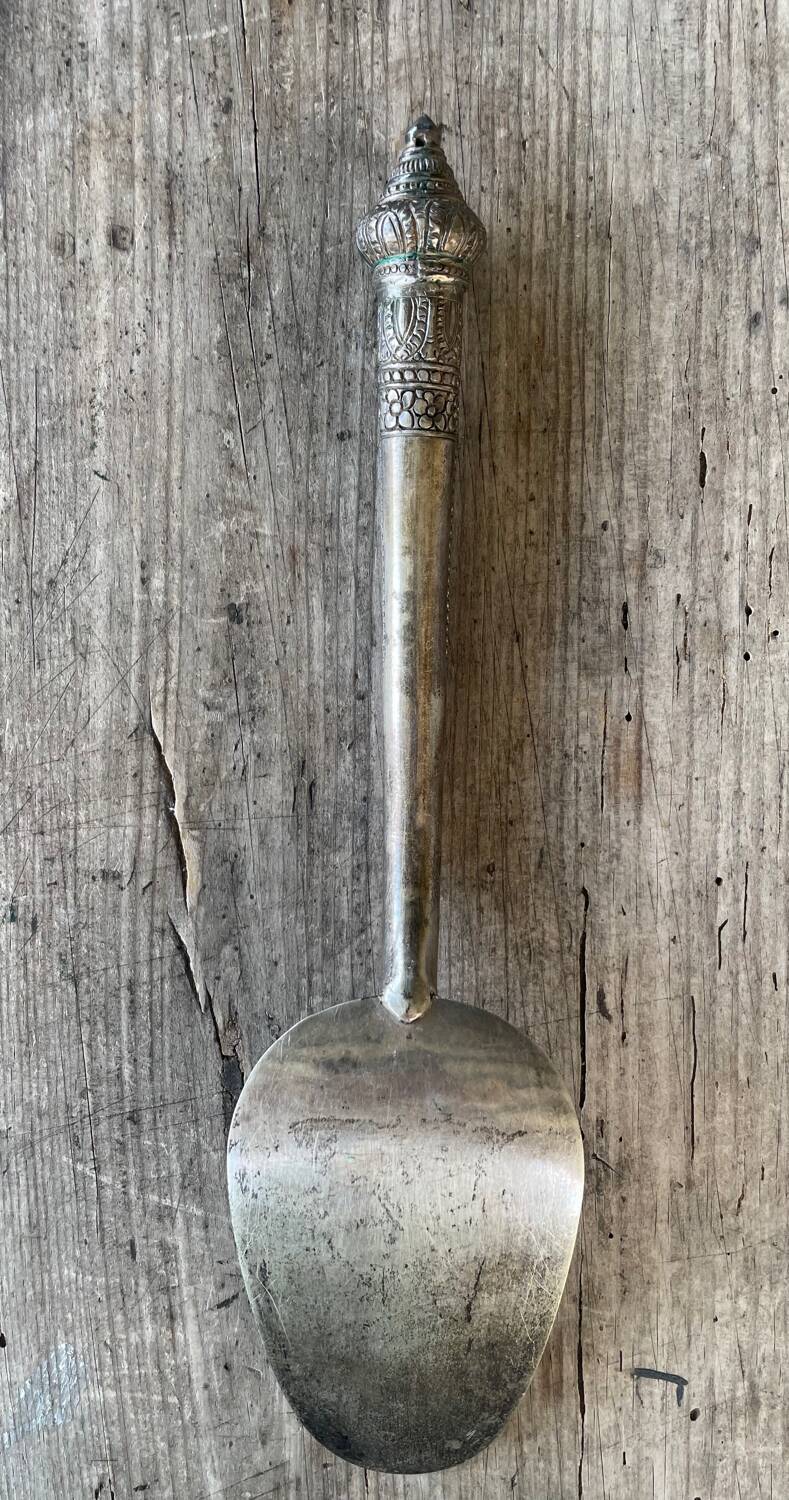 Serving Spoon, in Chiseled Silver, Minh Mol Hallmarks, Cambodia