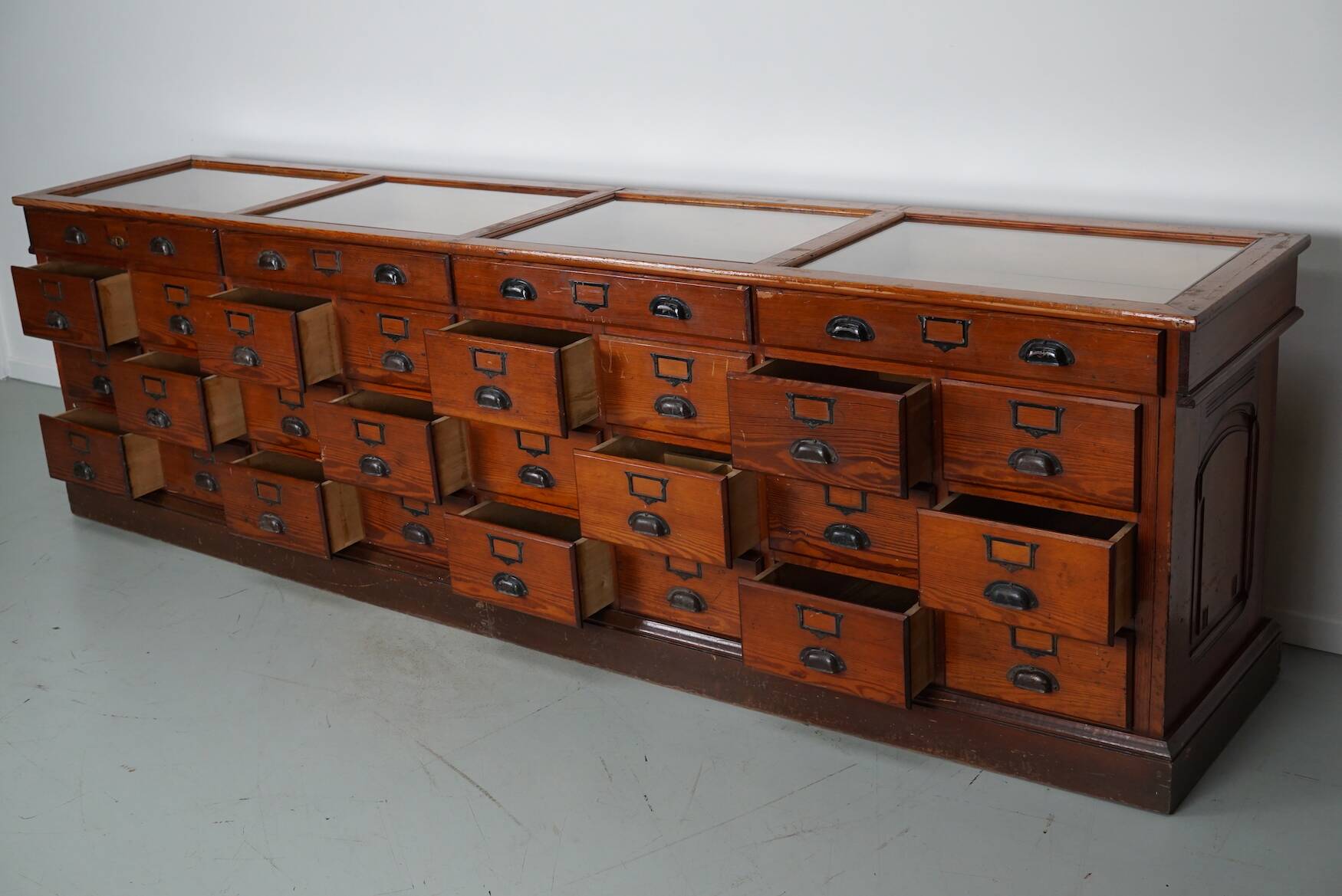Large Pitch Pine Jewelry Counter/Cabinet, Paris, France, 1930s