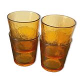 4 verres en verre ambré, années 70
