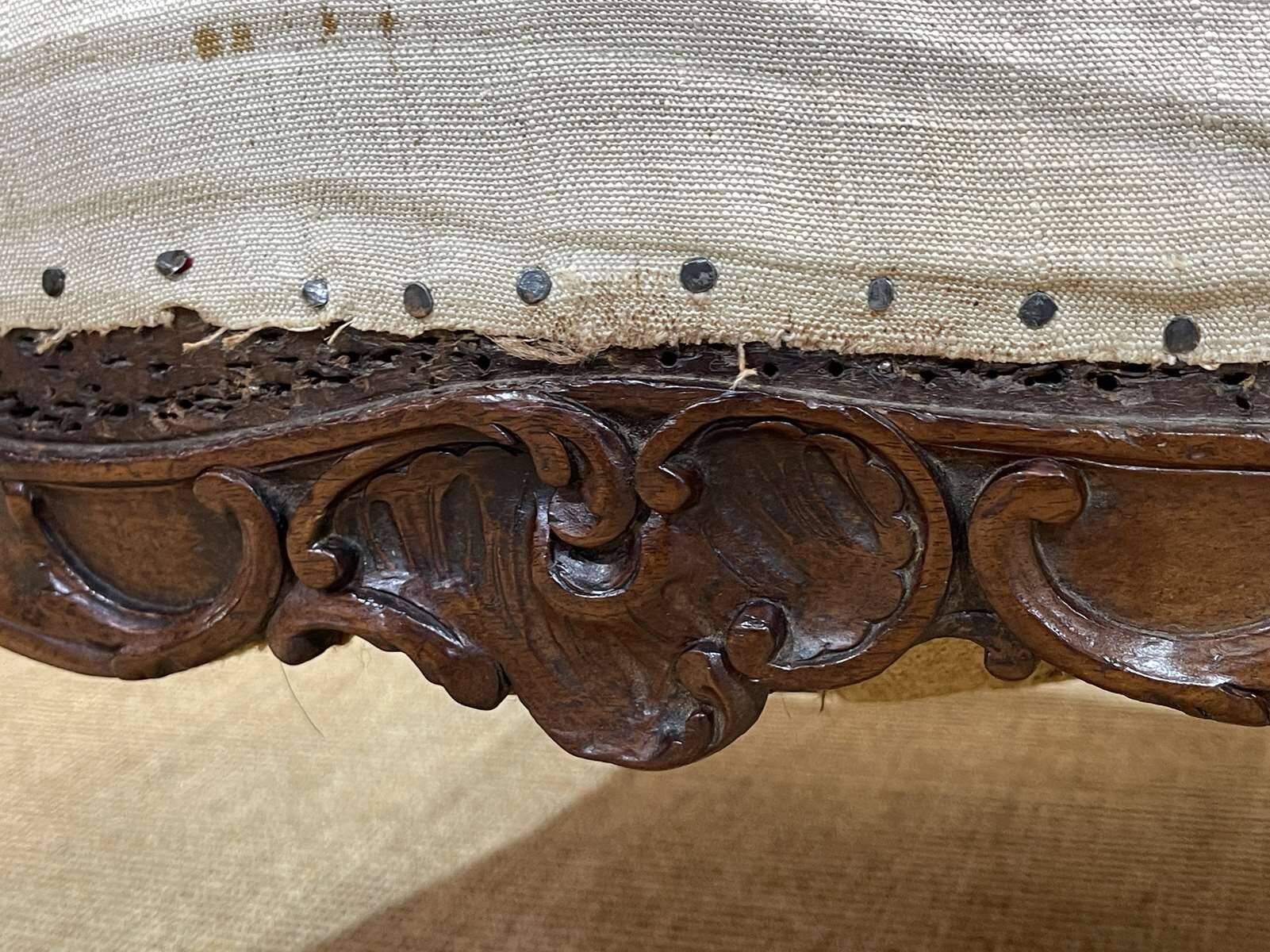 Regency period armchair in 18th century walnut to be reupholstered