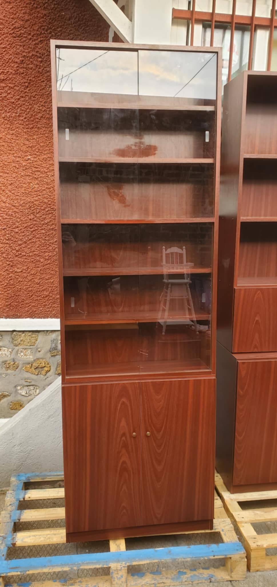 Beautiful 2-part Scandinavian-style piece of furniture with glass section, 1970s