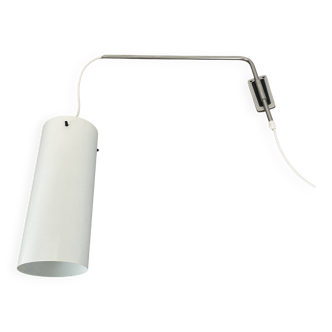 Minimalist Adjustable Swing Arm metal Wall Light with white shade, Germany
