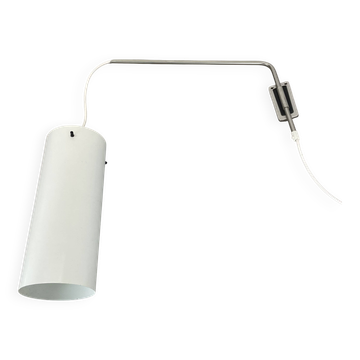 Minimalist Adjustable Swing Arm metal Wall Light with white shade, Germany