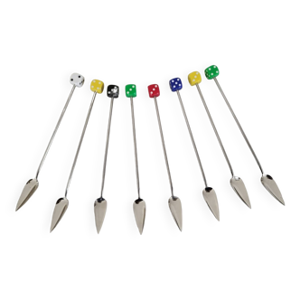 Vintage Multicolored Dice Cocktail Spoons