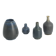 Set of 4 Mid-Century Scandinavian collectible vases in blue and brown stoneware by Gunnar Borg.