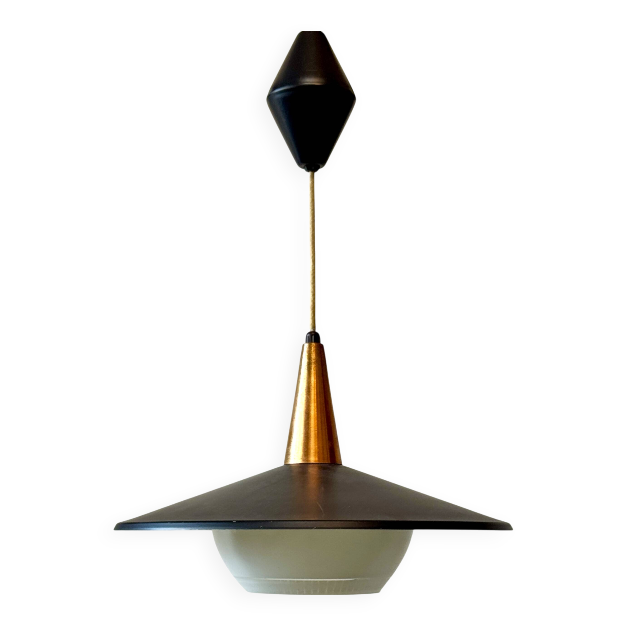 Adjustable Pendant Lamp, Denmark, 1970s, Mid-C, Vintage