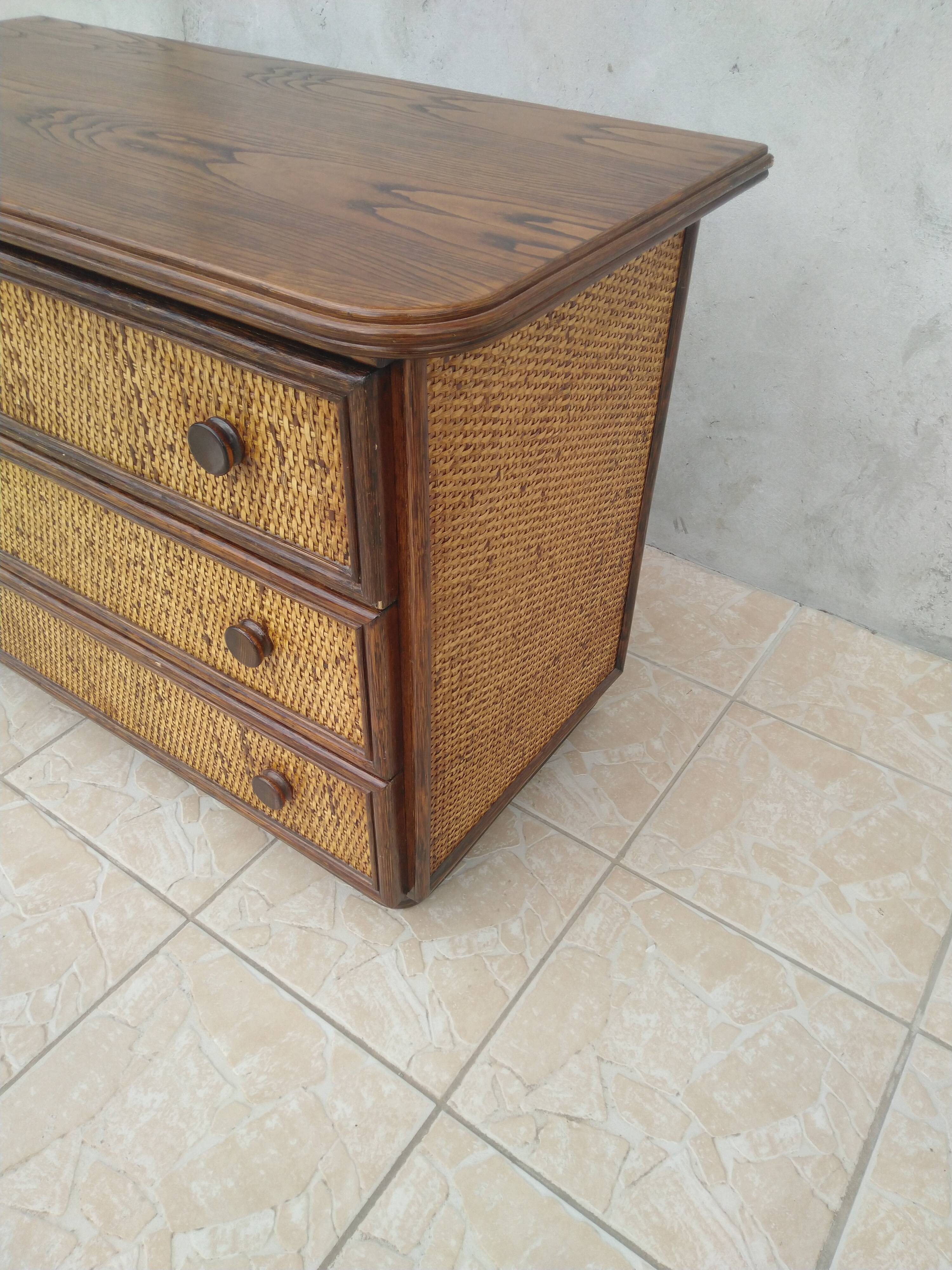 Maugrion vintage rattan dresser