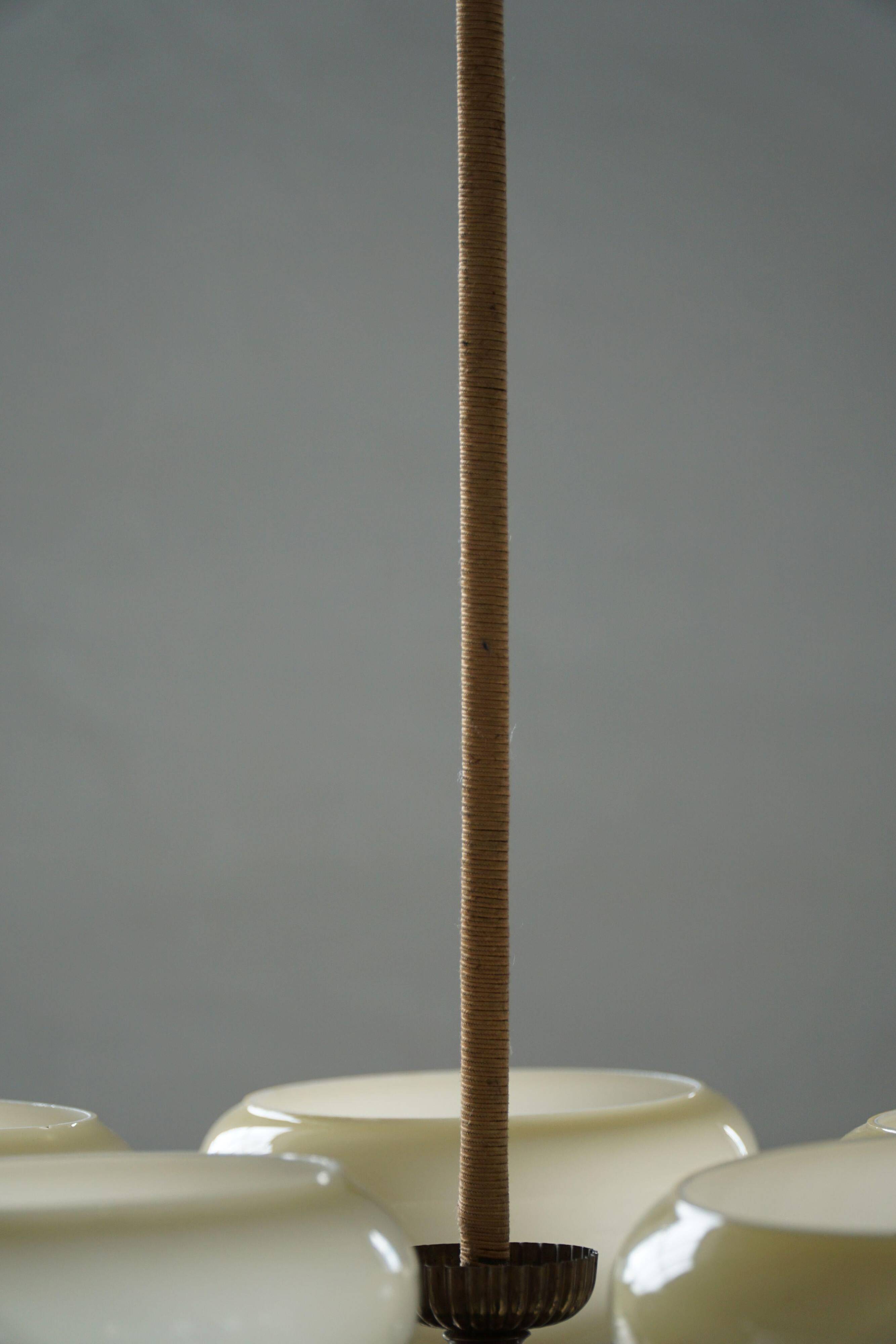 Chandelier with 5 arms by Paavo Tynell, model 1386/5 for Taito, Finland, 1930s.