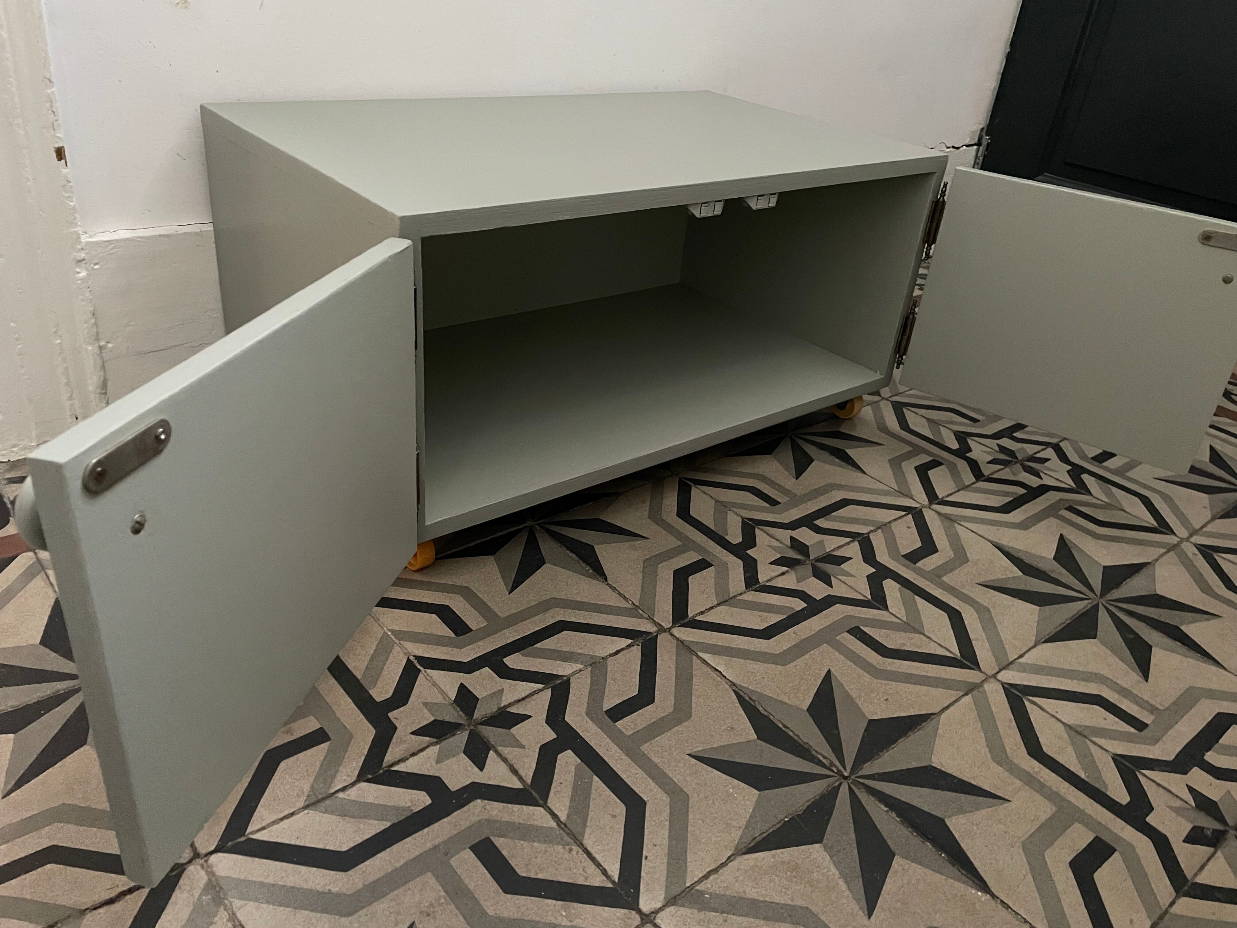 Antique low furniture restyled on wheels