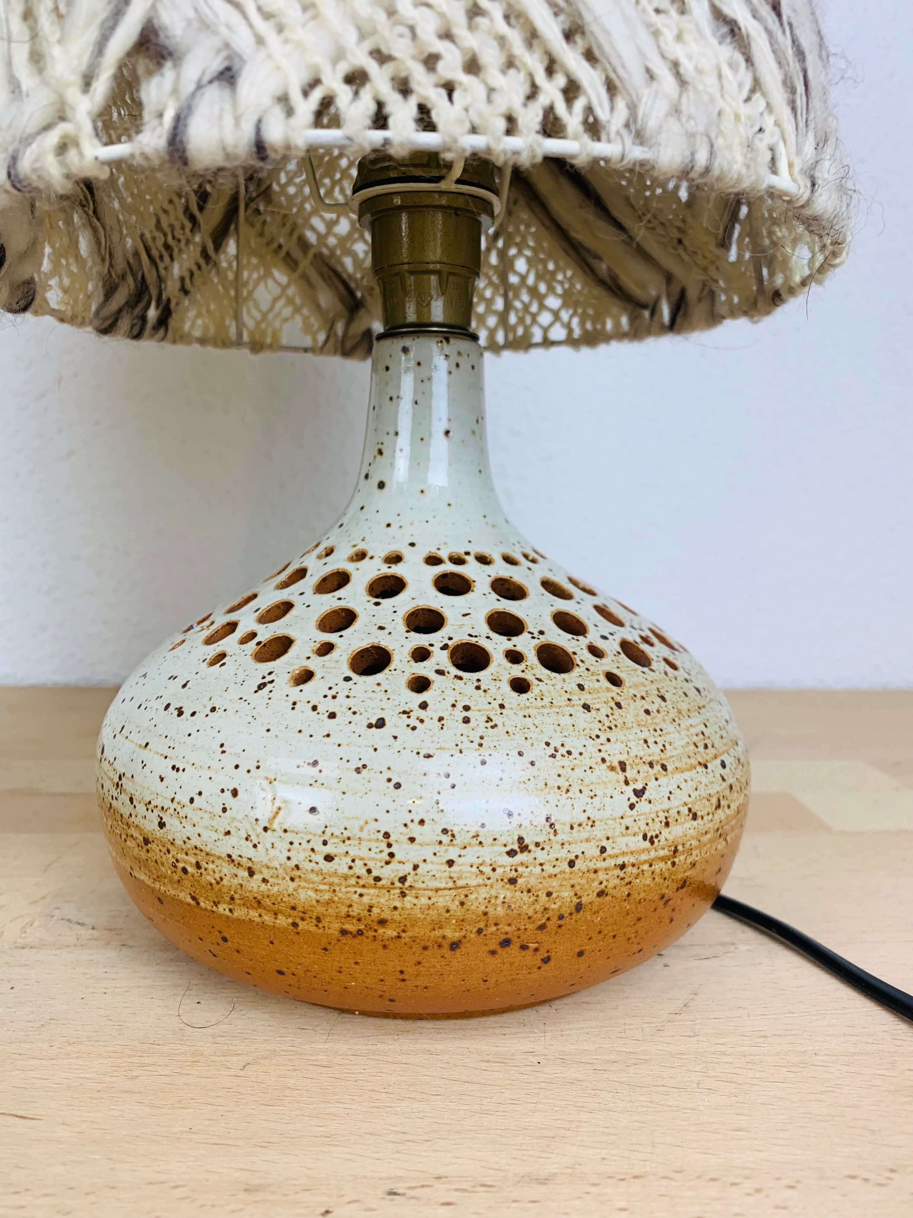 Paire de lampes grès abat jour laine atelier 7 soleils de Bernadette Ver Eecke Scherrer