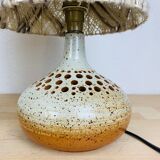 Pair of lamps sandstone lampshade wool workshop 7 suns by Bernadette Ver Eecke Scherrer