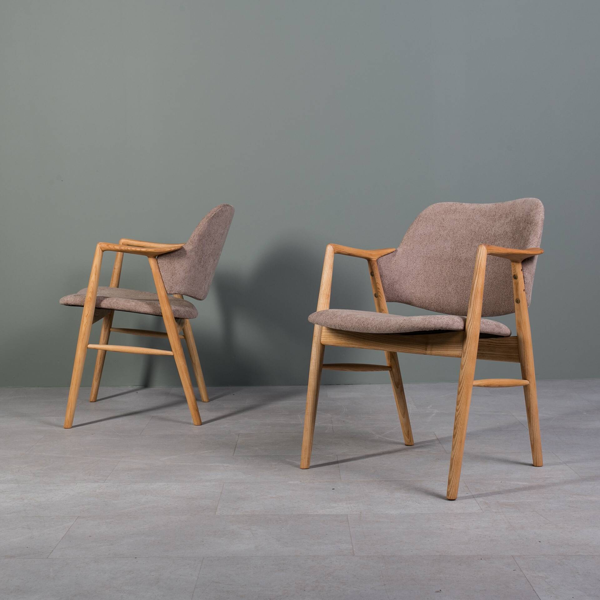 Designer Scandinavian Ash Wood Armchairs
