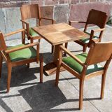 Bridge table and armchairs x 4