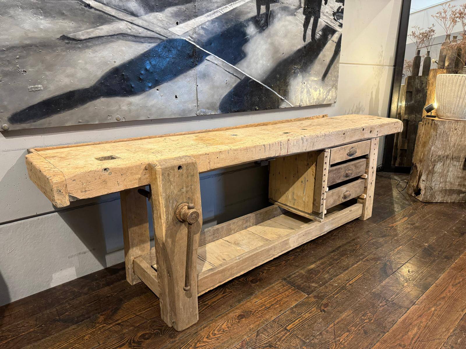 Raw wood workbench