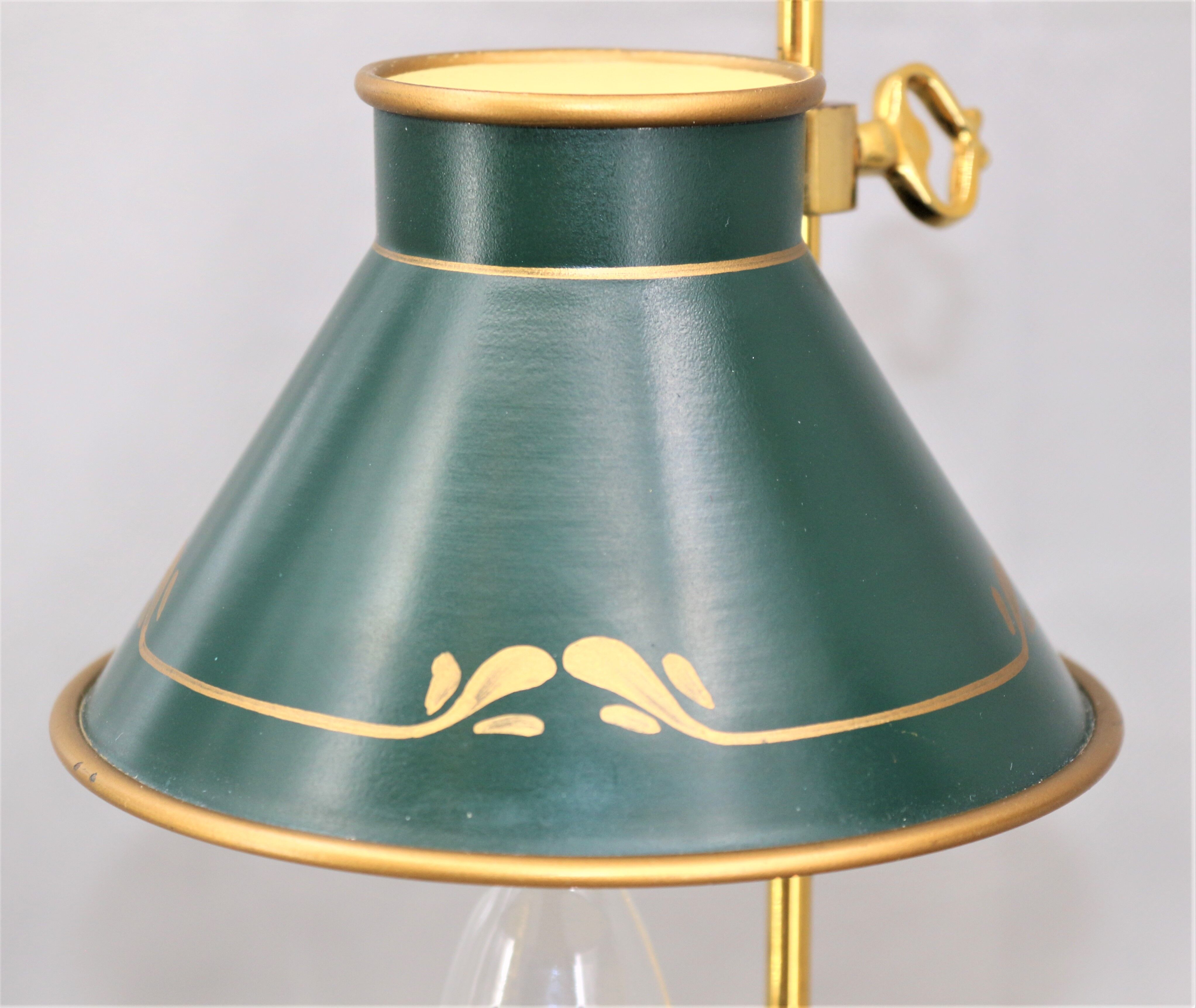 Pair of lamps bronze conical lampshade Lucien Gau