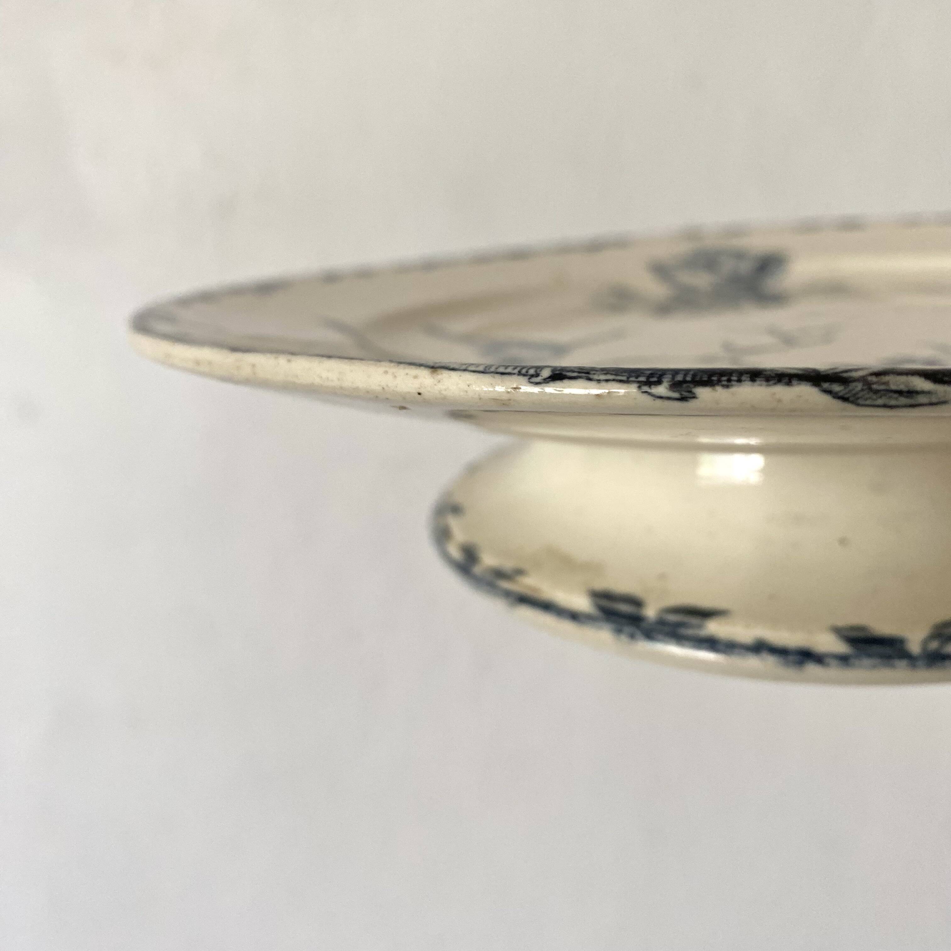 Earthenware compotier, oxford blue, hb & cie choisy le roi