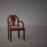 Art Deco armchair, marquetry and cane, circa 1930