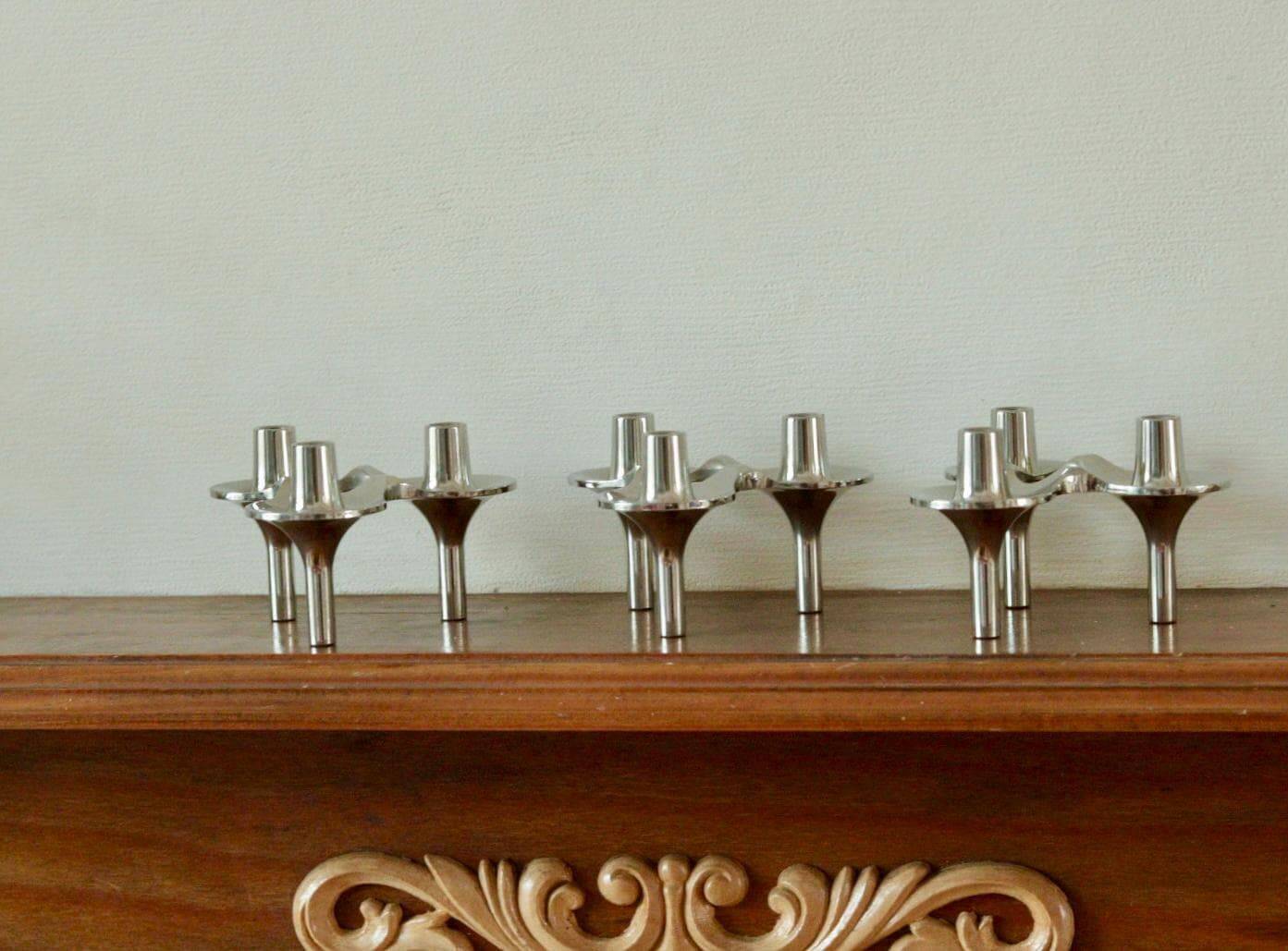 Trio of 1960s vintage candle holder by Stoff Nagel