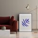 Blue botanical illustration giclee print, 50x70