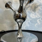 Unique table lamp with a chrome frame and opaque glass globes, 1970s, Space Age, Atomic Age, Sputnik