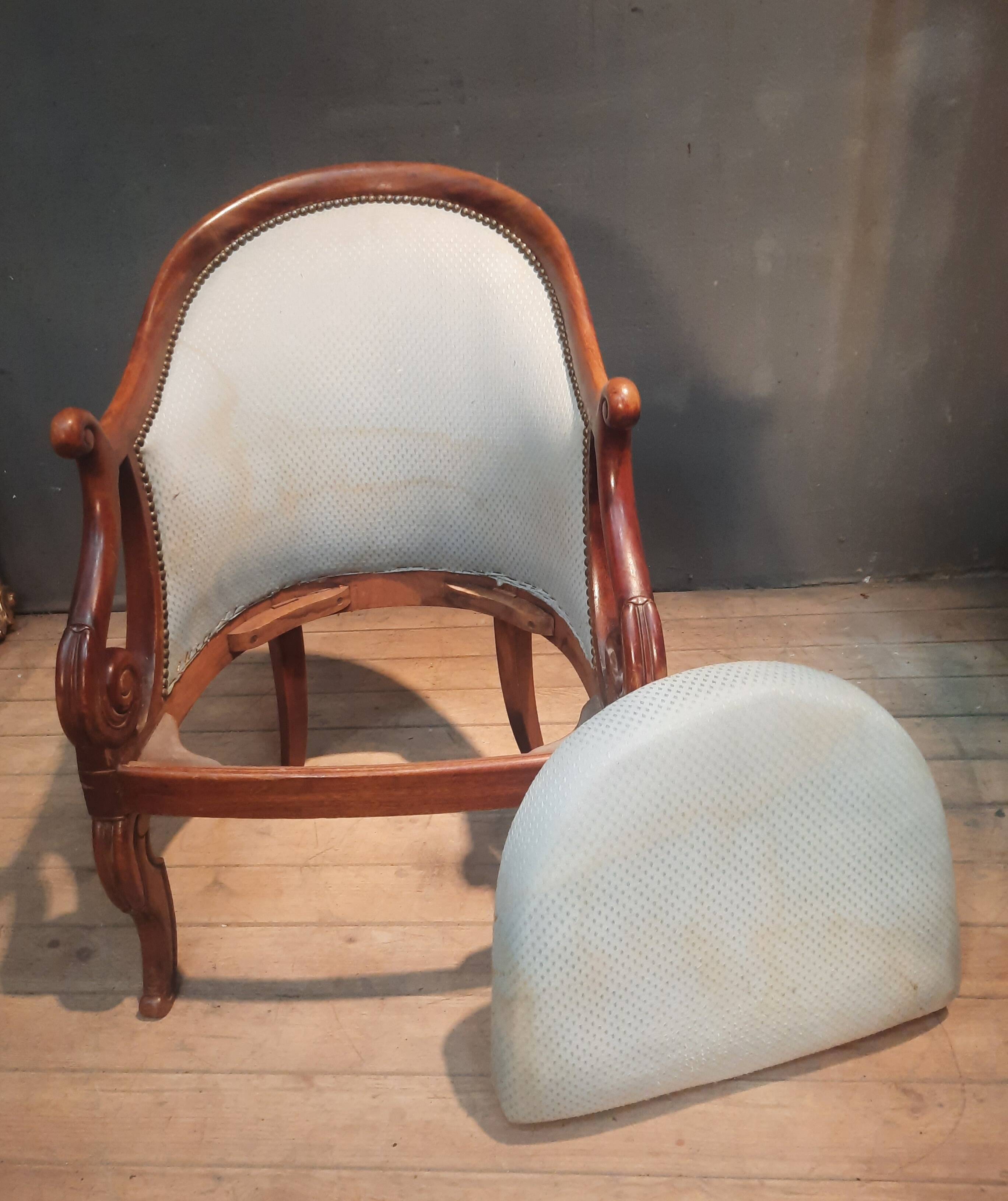 Pair of swan neck gondola armchairs