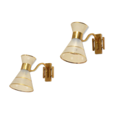 Set of 2  wall light  diabolo glass & brass work french 1950 s