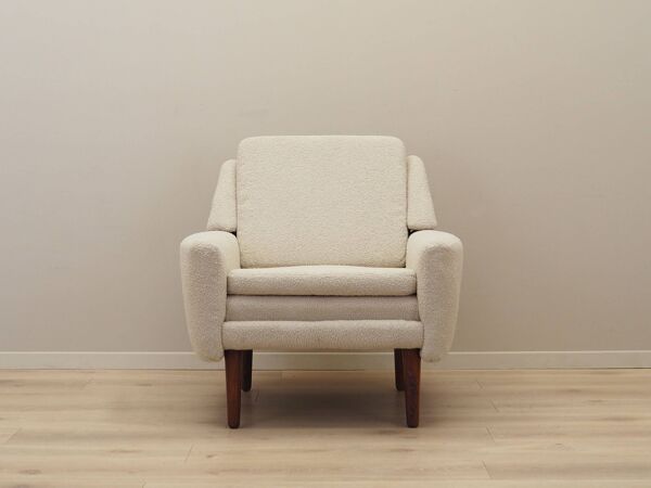 Fauteuil crème, design danois, années 1970, production : Danemark