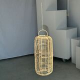 Large lantern-shaped rattan pendant lamp H50 D24