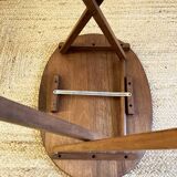 Solid wood oval folding side table